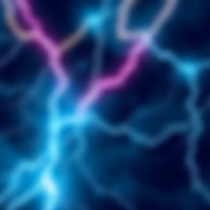 Illustration of lightning bolts symbolizing quick Bitcoin payments through the Lightning Network.