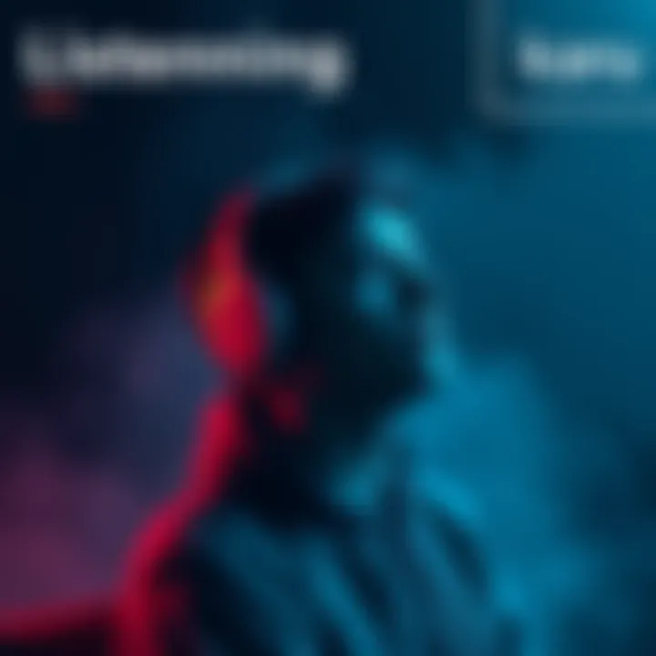 A person with headphones enjoying music, surrounded by a dark and moody atmosphere, representing the captivating sound of Sleep Token.