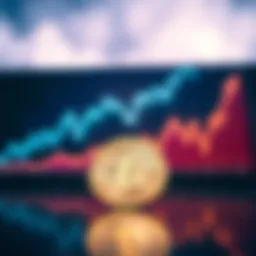 Graph showing the rising price trend of Litecoin with a digital coin in the foreground