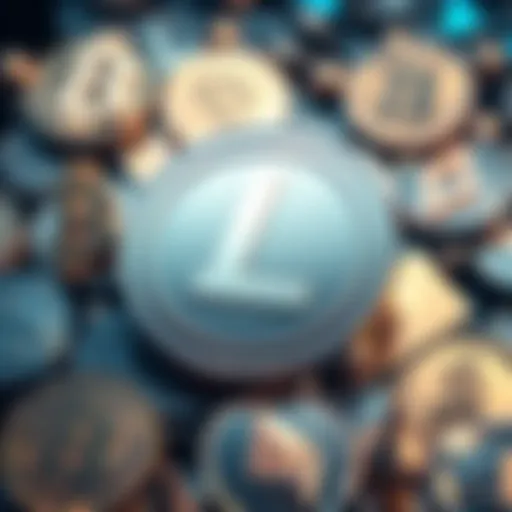 Litecoin logo surrounded by various cryptocurrency symbols illustrating its appeal