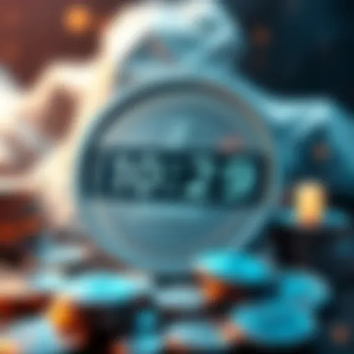 Illustration showing Litecoin logo with a countdown timer and coins symbolizing the halving event
