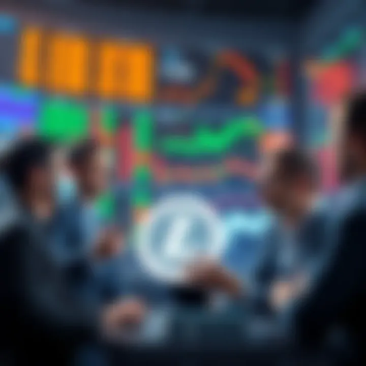 Traders engaging in a discussion about Litecoin trading strategies and market trends