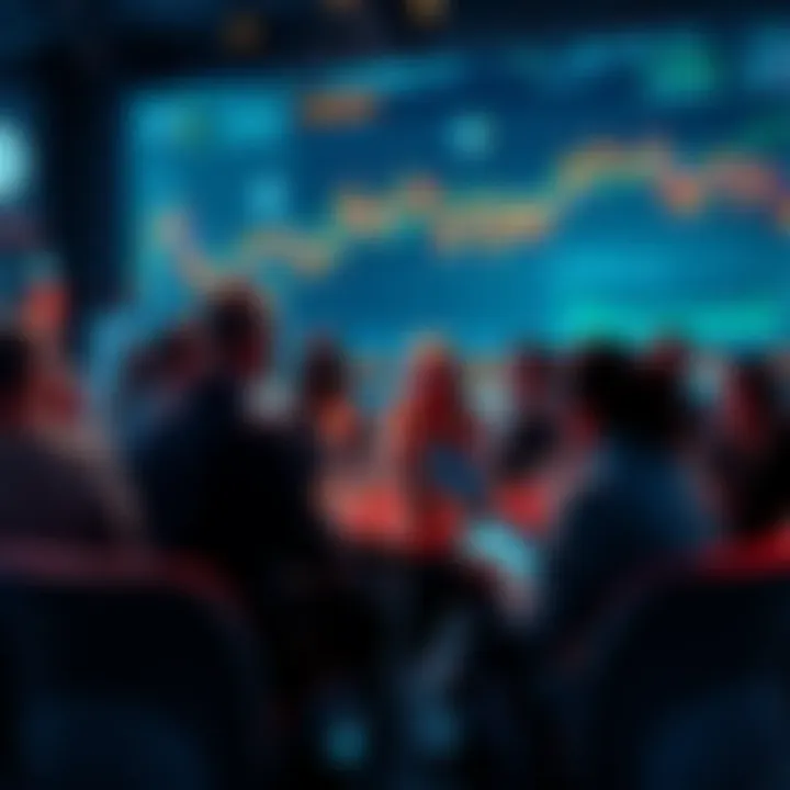 Graphic showing people discussing Litecoin trading strategies