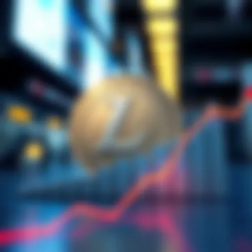 Graphic showing Litecoin logo with upward trending graph representing record transactions on MWEB