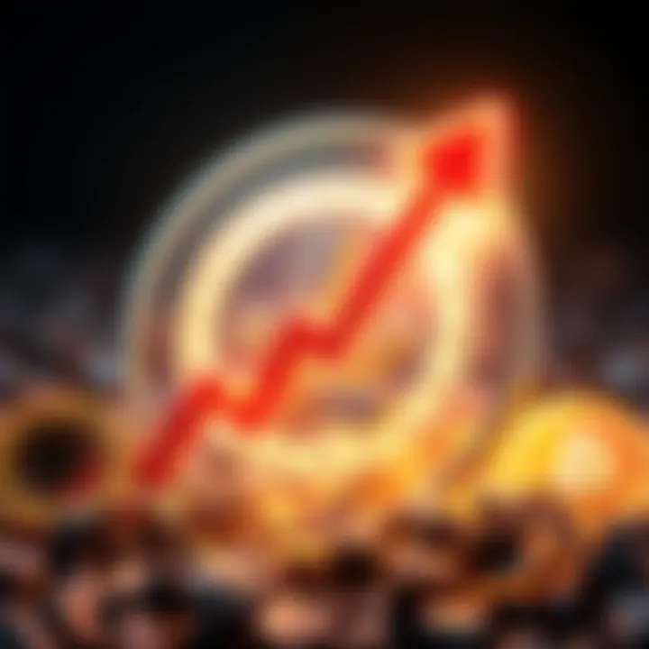 A glowing Litecoin symbol with an upward arrow representing hope and growth in the cryptocurrency market