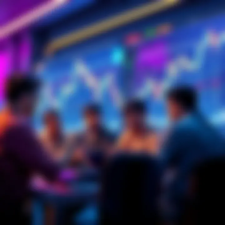 A group of people engaged in a discussion about Litecoin trading strategies and market analysis.