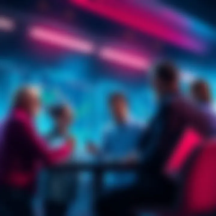 A group of people discussing Litecoin trading strategies and market trends
