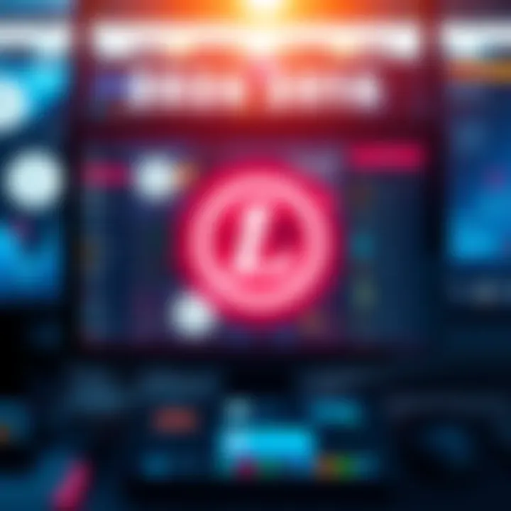 A collection of popular LiteCoin wallet designs on a digital screen, showcasing various options for transactions, with a secure lock symbol.