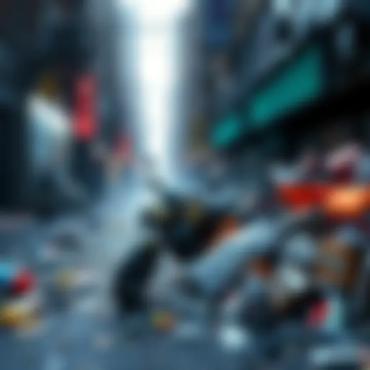 Cluttered streets filled with various items after a recent graphics update in a game