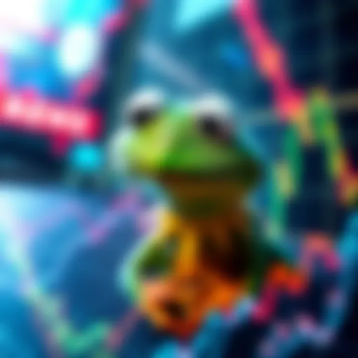 A cartoon frog named Little Kermit is shown surrounded by falling stock market graphs and worried investors.