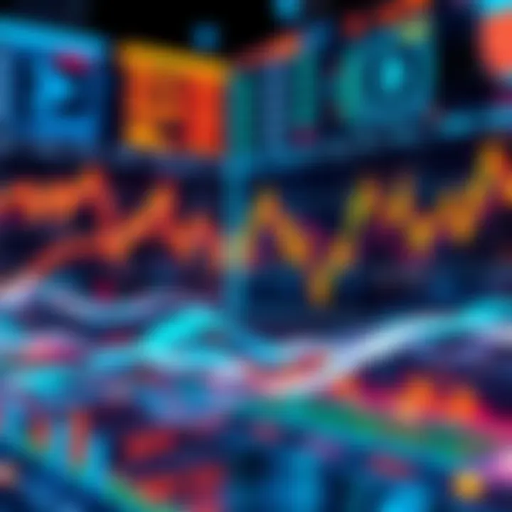 A digital representation of live bot trading, showing graphs and charts indicating market trends and potential profits.