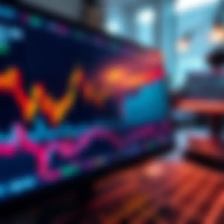 A close-up of a computer screen displaying live cryptocurrency market trends and portfolio performance graphs