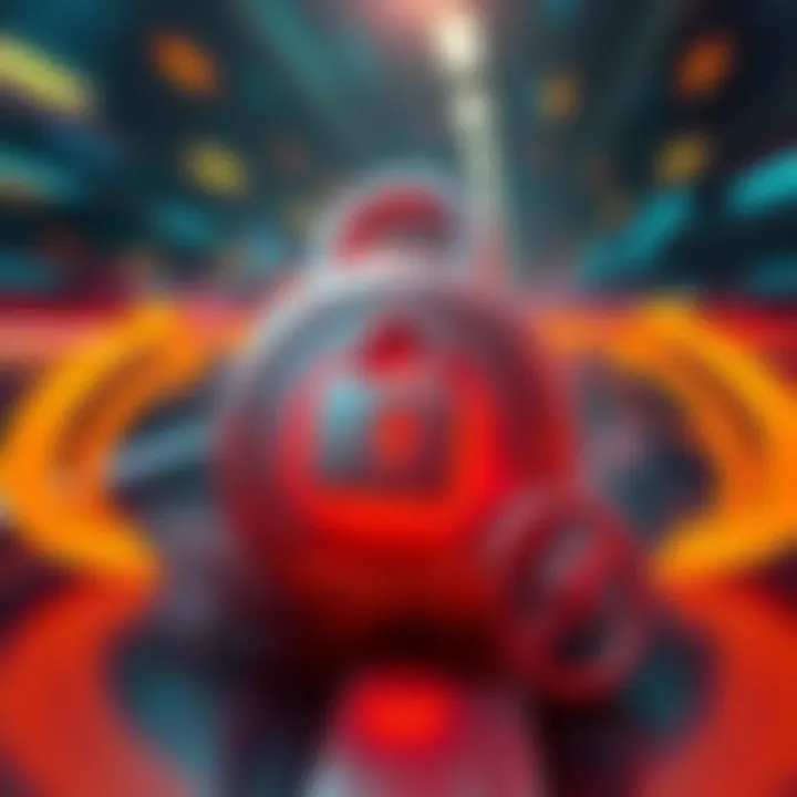 A visual representation of lockup rewards, showing a digital asset being secured and the concept of speed with arrows indicating movement.