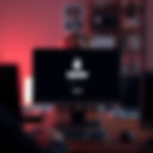 A computer screen displaying a login error message with a frustrated person in the background