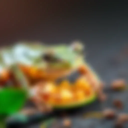 A long nose horned frog, also known as the Malayan leaf frog, is enjoying its meal in a vibrant natural setting.