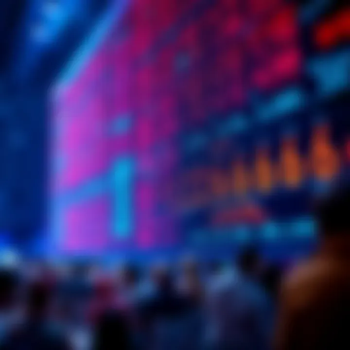 A visual representation showing a long string of numbers on a screen, capturing the attention of people in a forum setting.