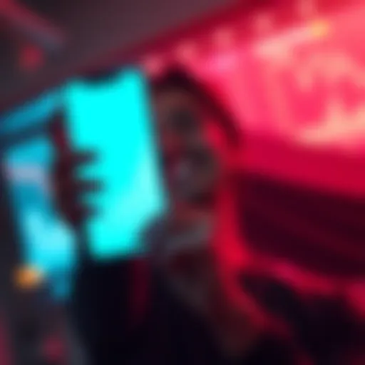 A person joyfully holding a smartphone displaying rising asset graphs, symbolizing long-term investment strategy.