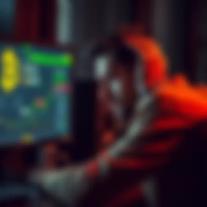 A man looking worried, holding his head in his hands while staring at a computer screen displaying Bitcoin information, symbolizing the struggle to recover a forgotten investment.