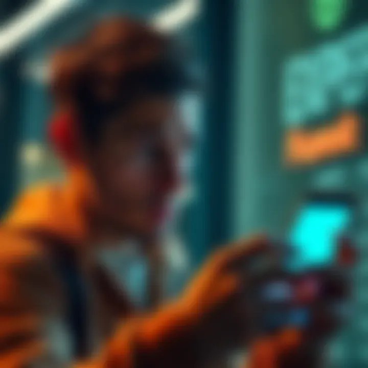 A person looking worried while checking their digital wallet on a smartphone, with a blank screen showing missing funds.