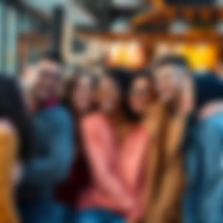 A diverse group of friends smiling and expressing happiness while sharing a moment together, embodying the phrase 'Love It' in various situations.