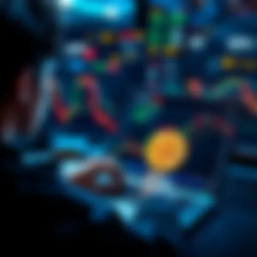 A person analyzing low fee platforms to buy Bitcoin on a laptop with cryptocurrency charts visible