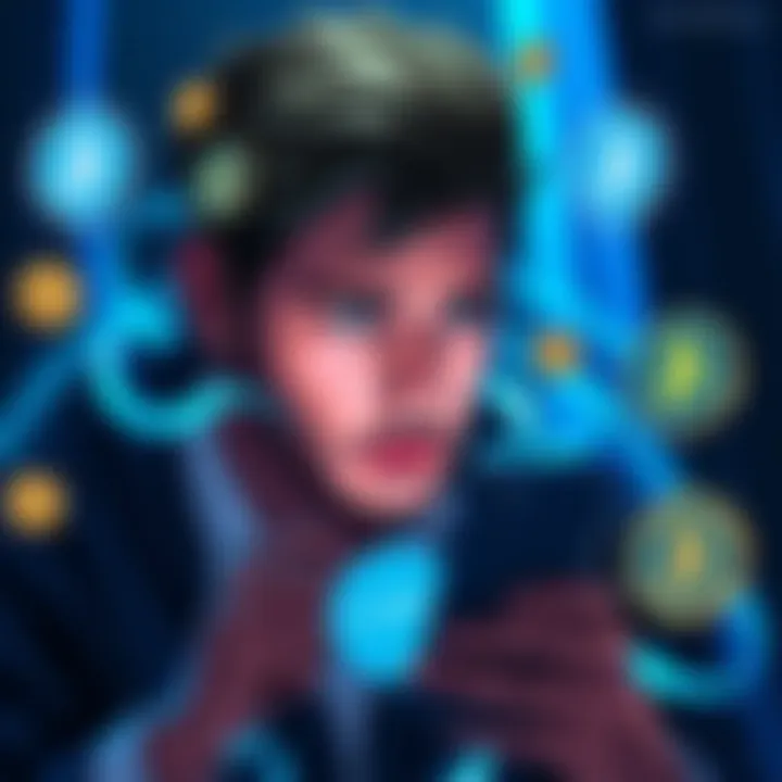 A person looking at their phone showing LUNA staking on Trust Wallet with a confused expression, surrounded by cryptocurrency symbols.