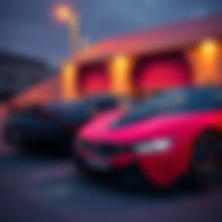 A Lamborghini and BMW parked together, symbolizing luxury purchases made from stolen cryptocurrency funds