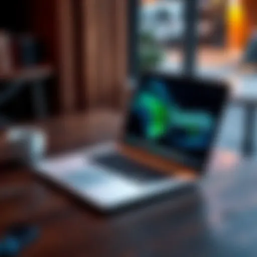 A MacBook laptop open on a wooden table with a coffee cup beside it, highlighting concerns about purchasing from Cashify.