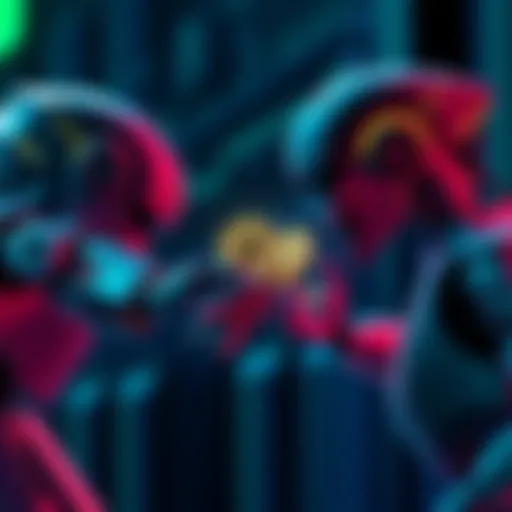 Two robotic devices exchanging digital currency to illustrate machine-to-machine transactions