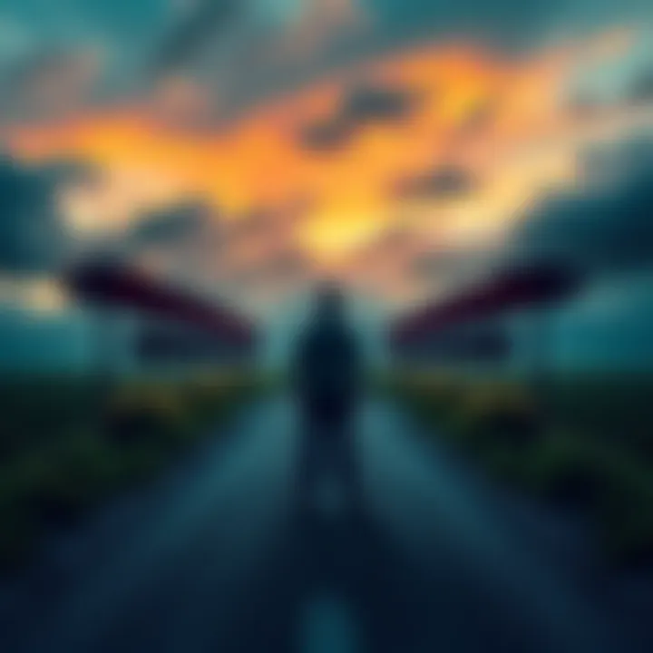 Making Decisions A person standing at a crossroads with signs pointing in different directions, symbolizing choices in life.