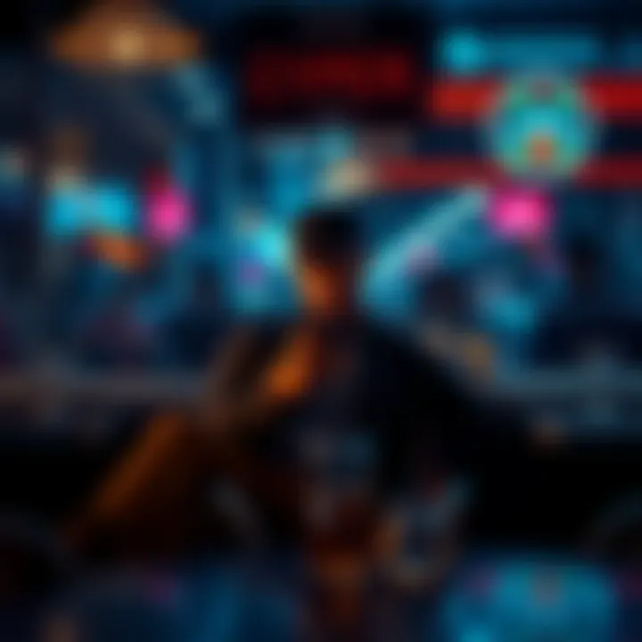 A man sits alone at a café, looking thoughtful while checking crypto prices on his phone, reflecting on lost time and missed experiences with friends.