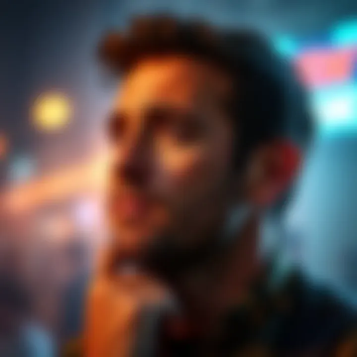 A man looking contemplative, reflecting on beliefs that were once dismissed, with a backdrop of changing ideas and discussions.