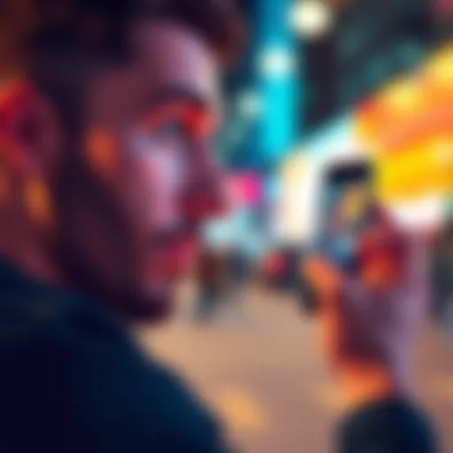 A man looking at his phone with a thoughtful expression, showing the same profile picture on his screen for days.