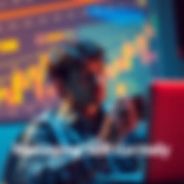 A person holding a hardware wallet, looking thoughtful while considering self-custody of cryptocurrencies, with a laptop and crypto graphics in the background.