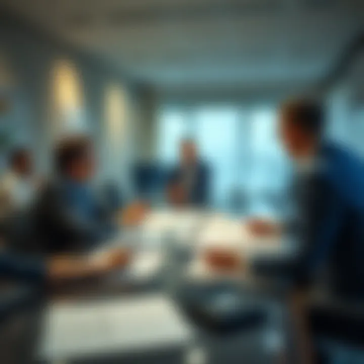 Managing Complexity in Large Projects A team of professionals discussing strategies around a conference table with charts and documents related to project management, showcasing collaboration and clarity.