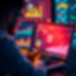 A person analyzing various Layer 2 network charts and graphs on a laptop, focusing on optimizing investment strategies.