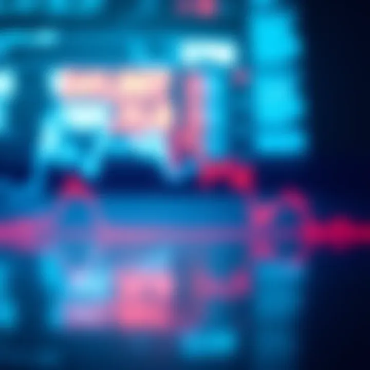 A chart showing a fluctuating market trend with upward and downward spikes, indicating volatility.