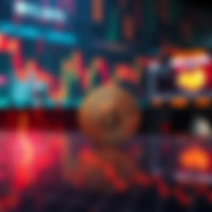 Visual representation of falling stock prices and a cryptocurrency symbol, depicting potential effects on Buttcoin due to MSTR's MSCI index removal.