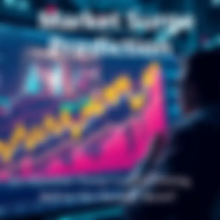 Market Surge Prediction Chart showing upward trend before a market decline with investors observing