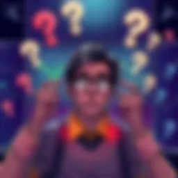 A person looking at stock charts with puzzled expressions, surrounded by question marks. Symbolizes market uncertainty.