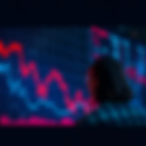 Graph showing a downward trend in the stock market with a person considering selling assets.