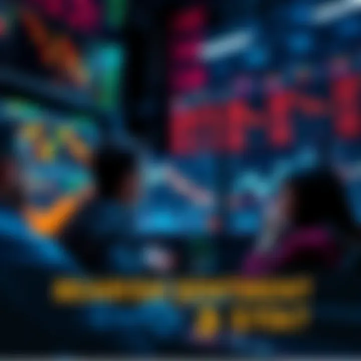 People analyzing market trends with downward graphs on screens