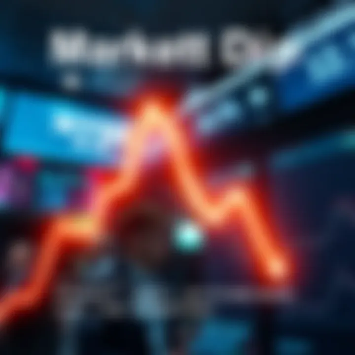 A graph showing a downward trend in the stock market, with traders looking concerned in the background.