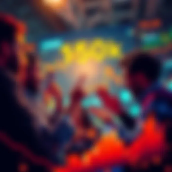 People discussing financial predictions, with graphs and charts showing growth, reflecting excitement about reaching 150k