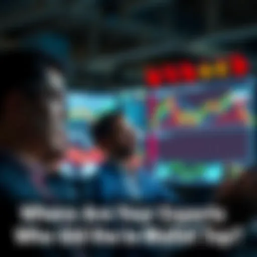 A group of financial analysts looking concerned while reviewing stock market graphs on a screen