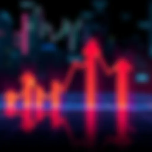 A graph showing fluctuating profit and loss trends in the financial market with upward and downward arrows.