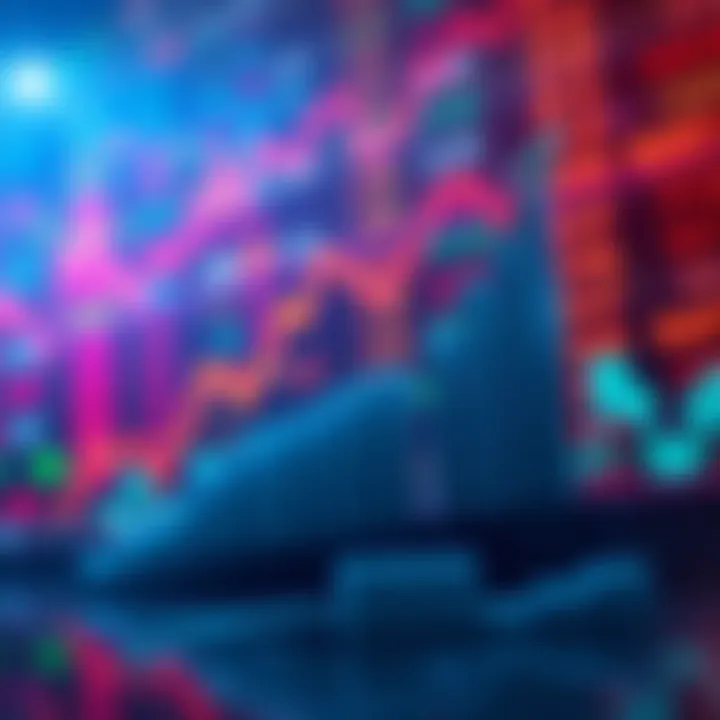 A chart showing the upward trend of the market with stock symbols in the background.