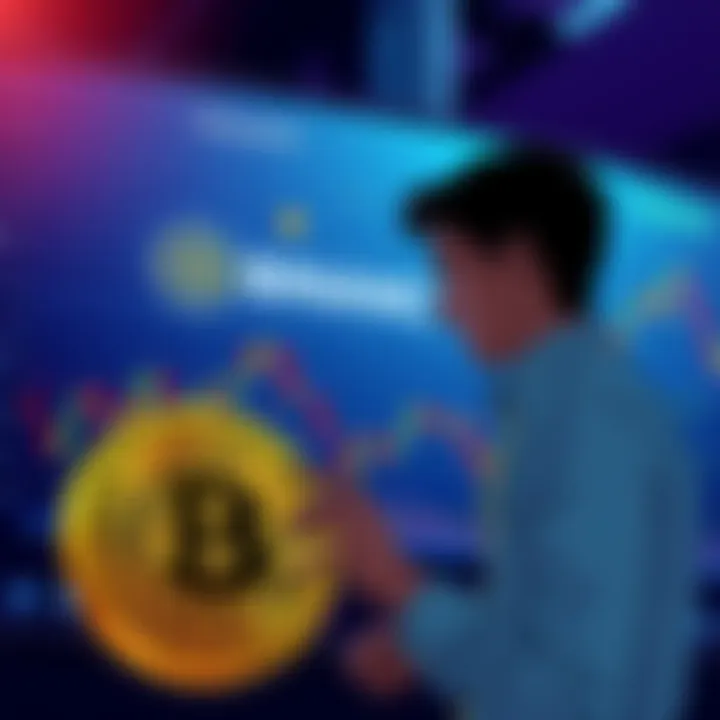 Market Manipulation Claims Illustration showing a person analyzing Bitcoin charts with Binance and Polymarket logos in the background, representing market manipulation concerns.