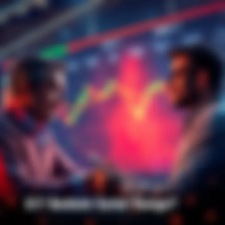 Investors discussing potential price bottom of an asset, focused on $1.5 to $1.7 range, with charts and graphs in the background.