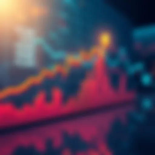 Graph showing a sharp increase in market trends with arrows pointing upward